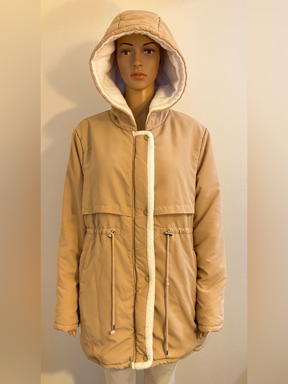 Women’s SHEIN Winter Coat Hooded Zipper & Snap Closure Soft Fleece Lining